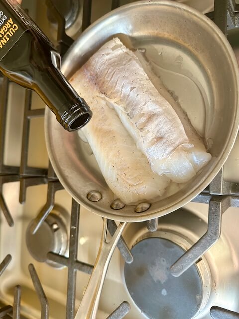 marinated cod in pan